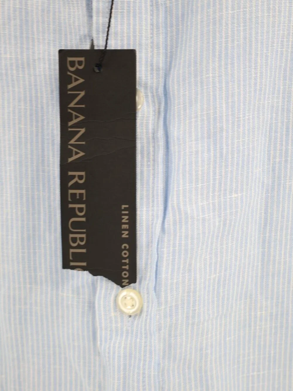 NWT Banana Republic Shirt Mens Small Linen Cotton Slim Fit Striped Short Sleeve